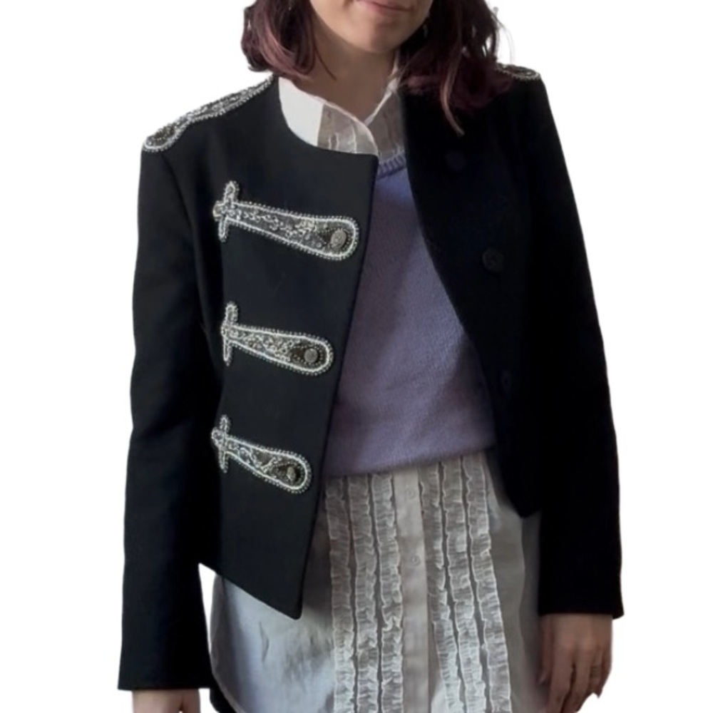 Alice + Olivia Black Embellished Blazer
